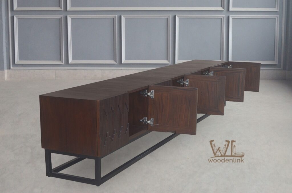 Wood, Contemporary Sideboard, Wood and Metal Base, Long Cabinet, Dark Brown Cabinet, Woodenlink, Alyssa Cabinet -03

Indonesian furniture manufacturer